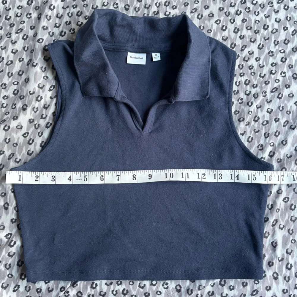 Sunday Best Knox Tank Polo Perfect Navy Sleeveless Knit Medium - Picture 5 of 6